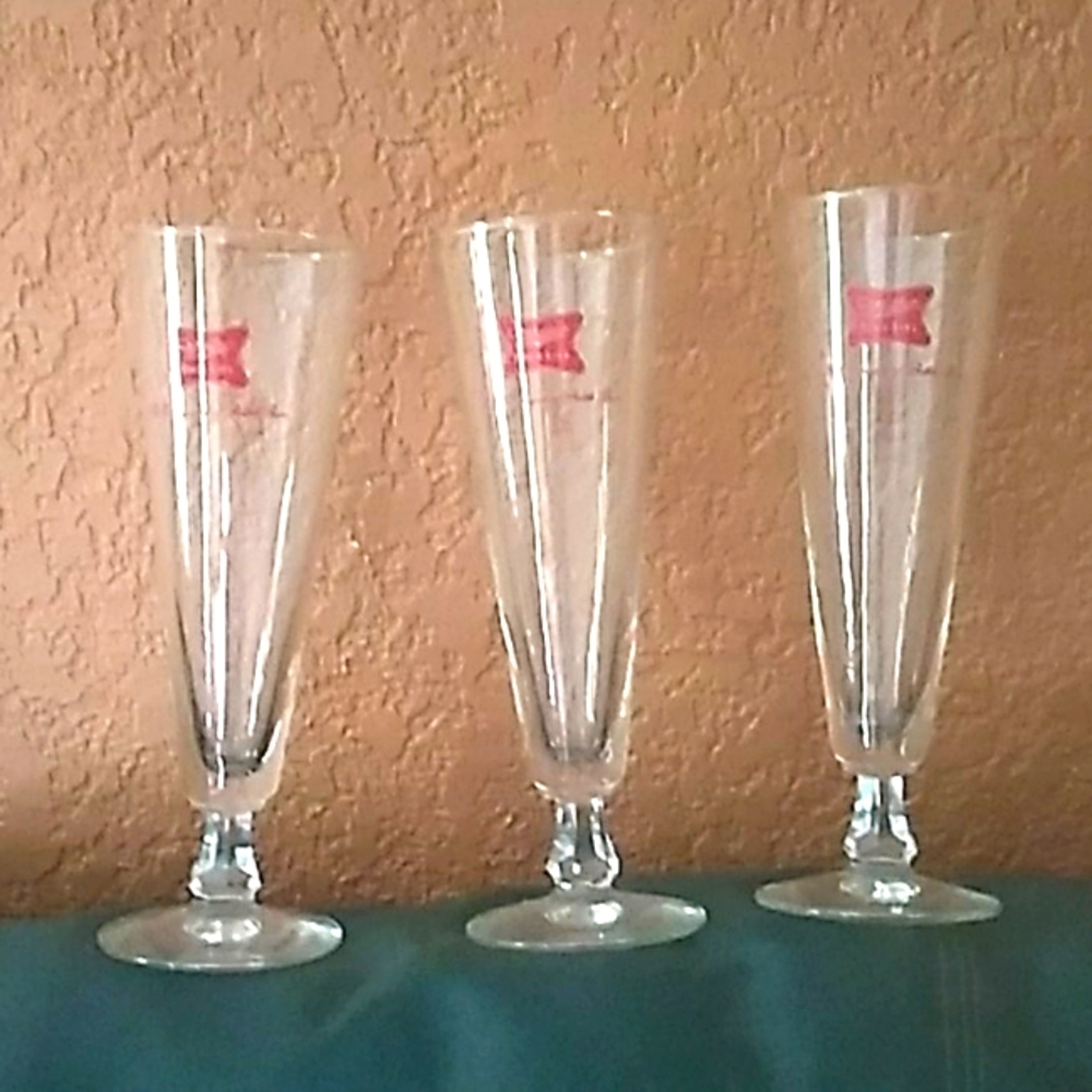 🍻 Vintage Miller High Life BEER DRINKING GLASSES Set Of THREE
